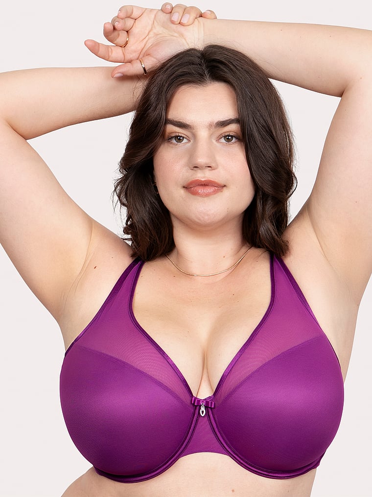 

Бюстгальтер пуш-ап из прозрачной сетки Curvy Couture, цвет berry bliss