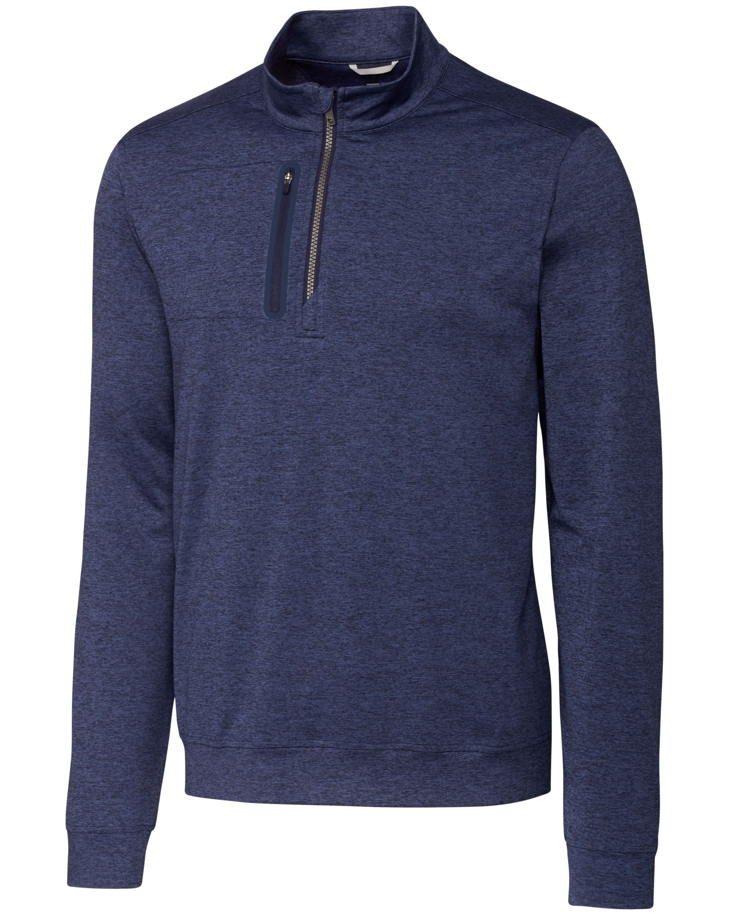 

Cutter & Buck Stealth Heathered Mens Big and Tall Пуловер Куртка с застежкой-молнией на четверть длины