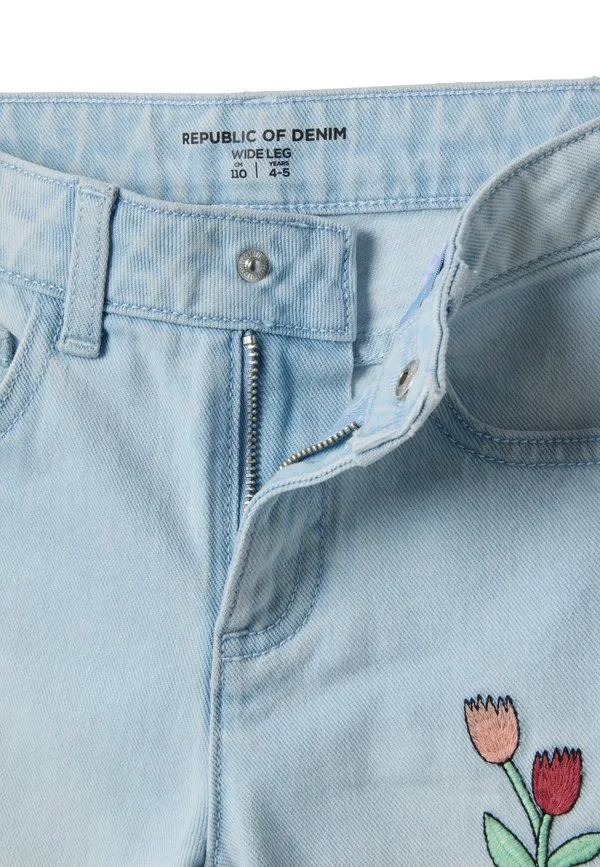 Джинсы-Клеш с цветочной вышивкой Ovs, Light Blue — фото 3