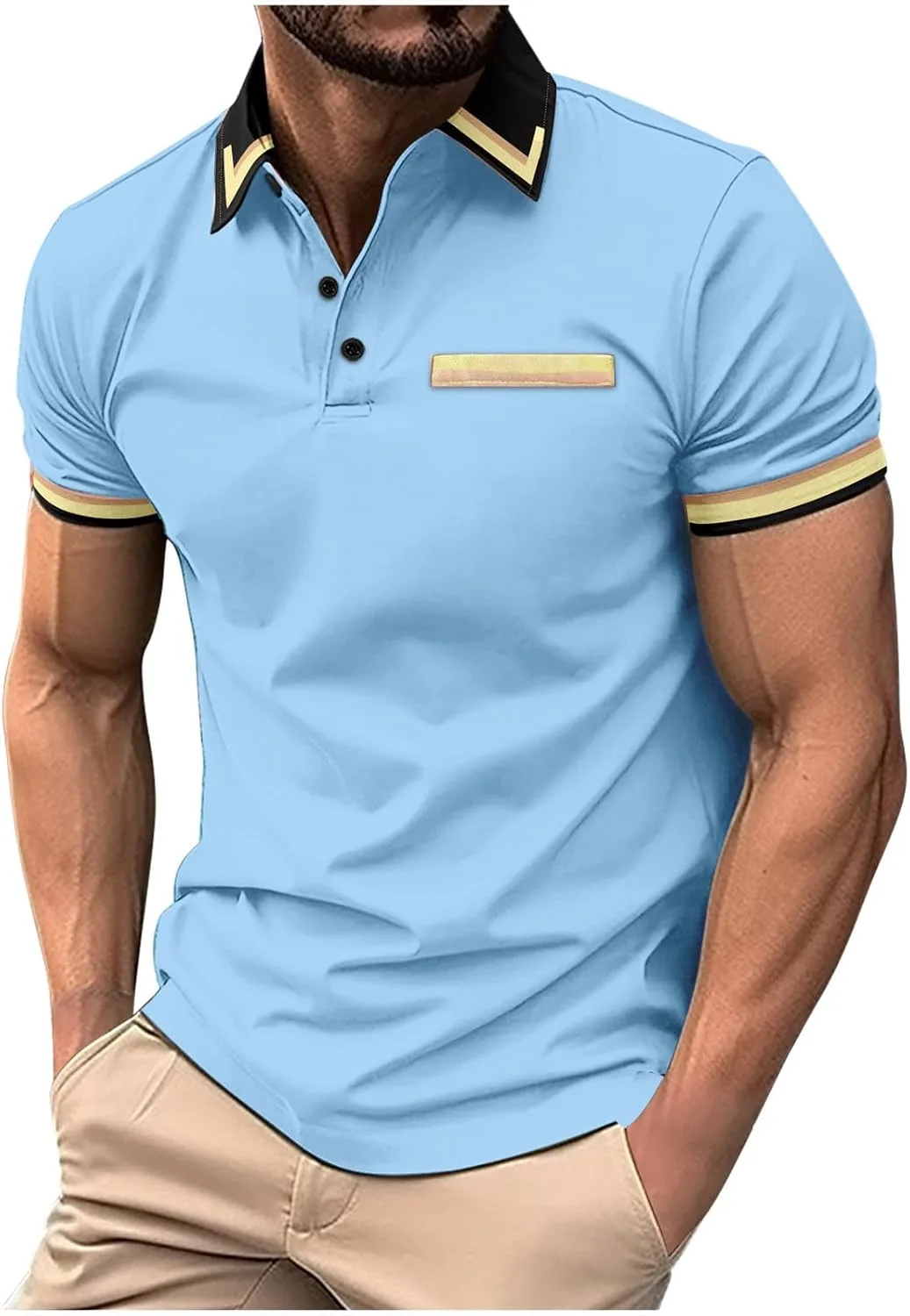 

Летняя рубашка для мужчин с коротким рукавом и воротником Muscularfit