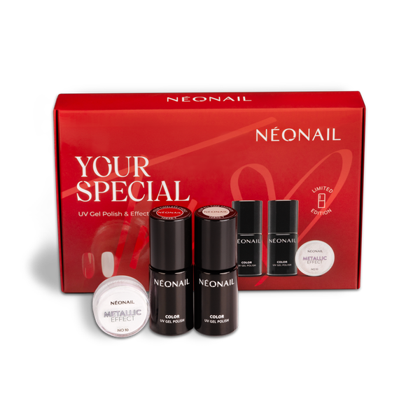 

Набор: гибридный лак для ногтей, 2x7,2 мл + декоративная пыльца, 0,2 г Neonail Your special