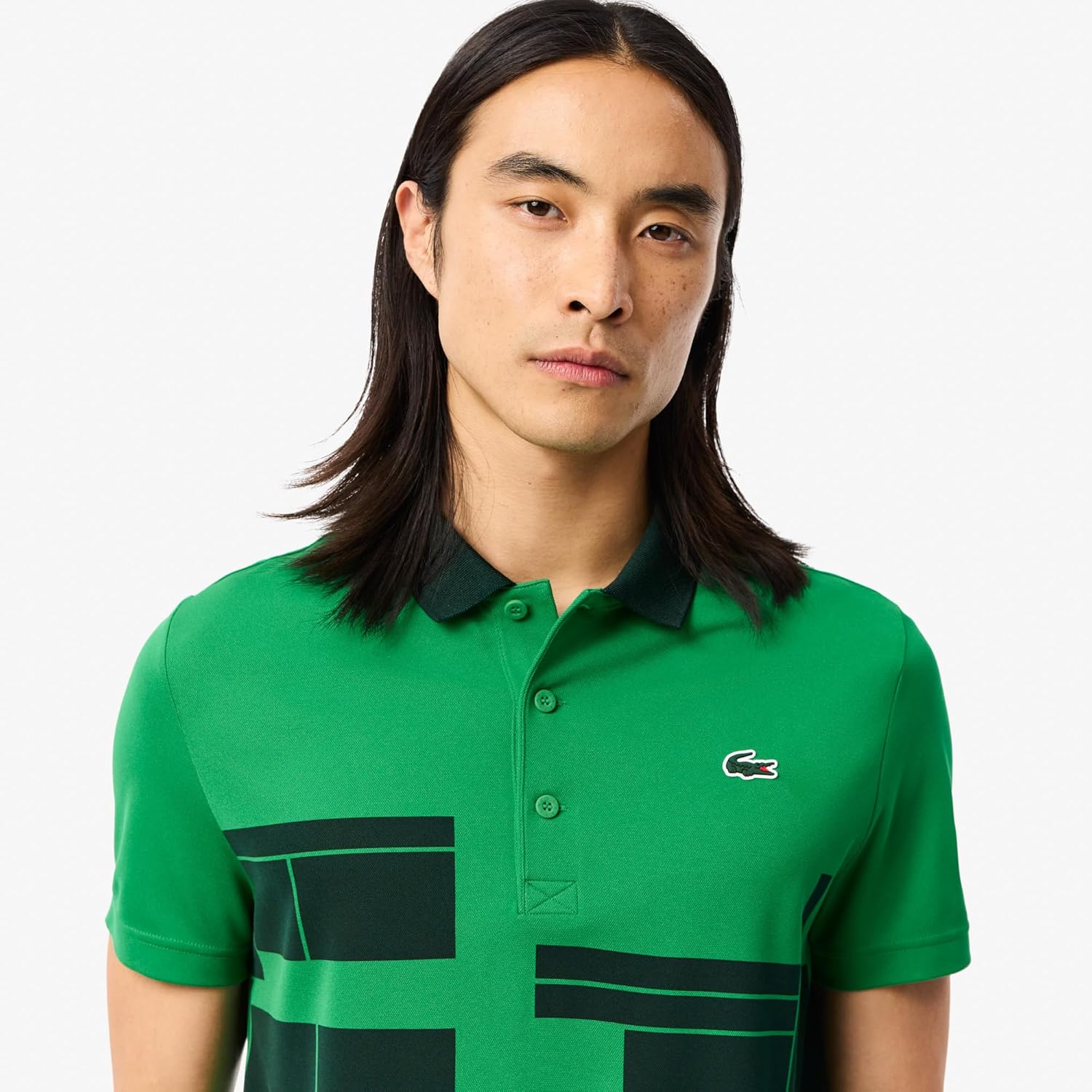 Lacoste мужская спортивная теннисная поло Regular Fit X Novak Djokovic Fan, Fluorine Green/Forest Green — фото 3