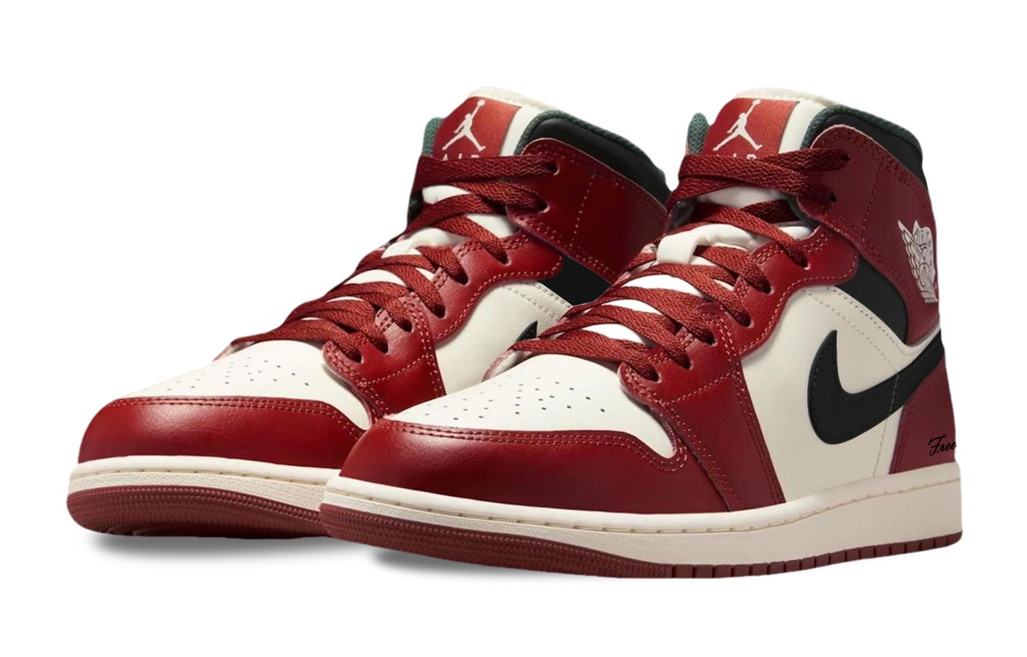 Jordan Кроссовки Air 1 Chicago Red, износостойкие, средней высоты, винтажные, мужские, черный с красным — фото 4