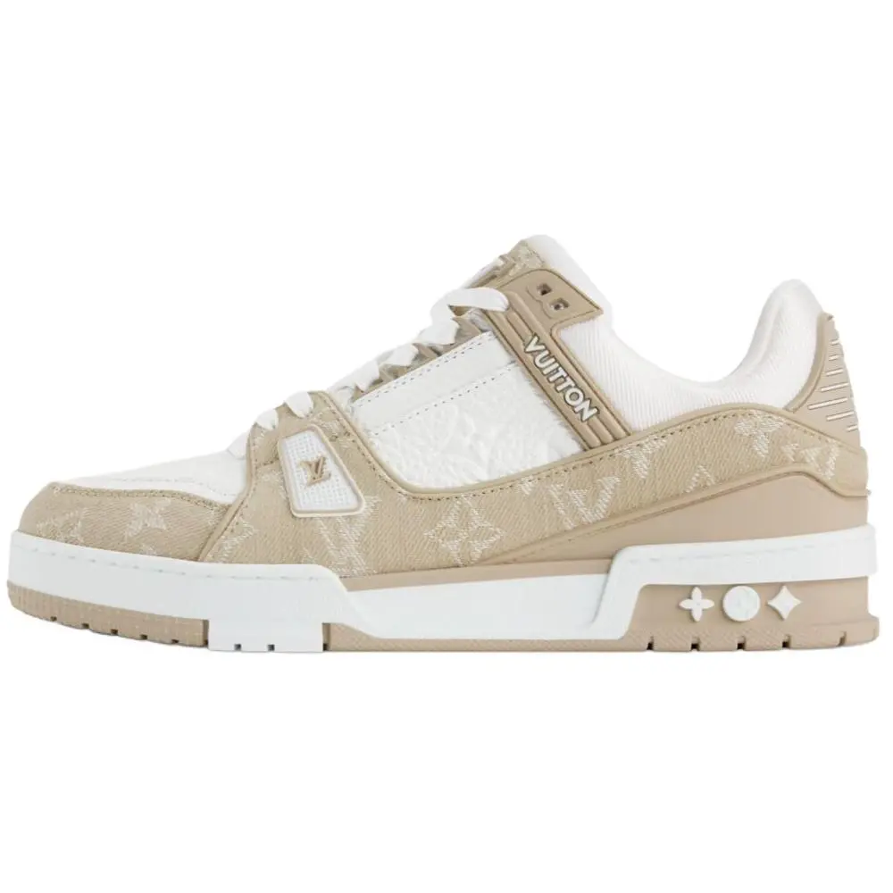 LOUIS VUITTON Кроссовки для скейтбординга Trainer Low Top, женские, бежевые