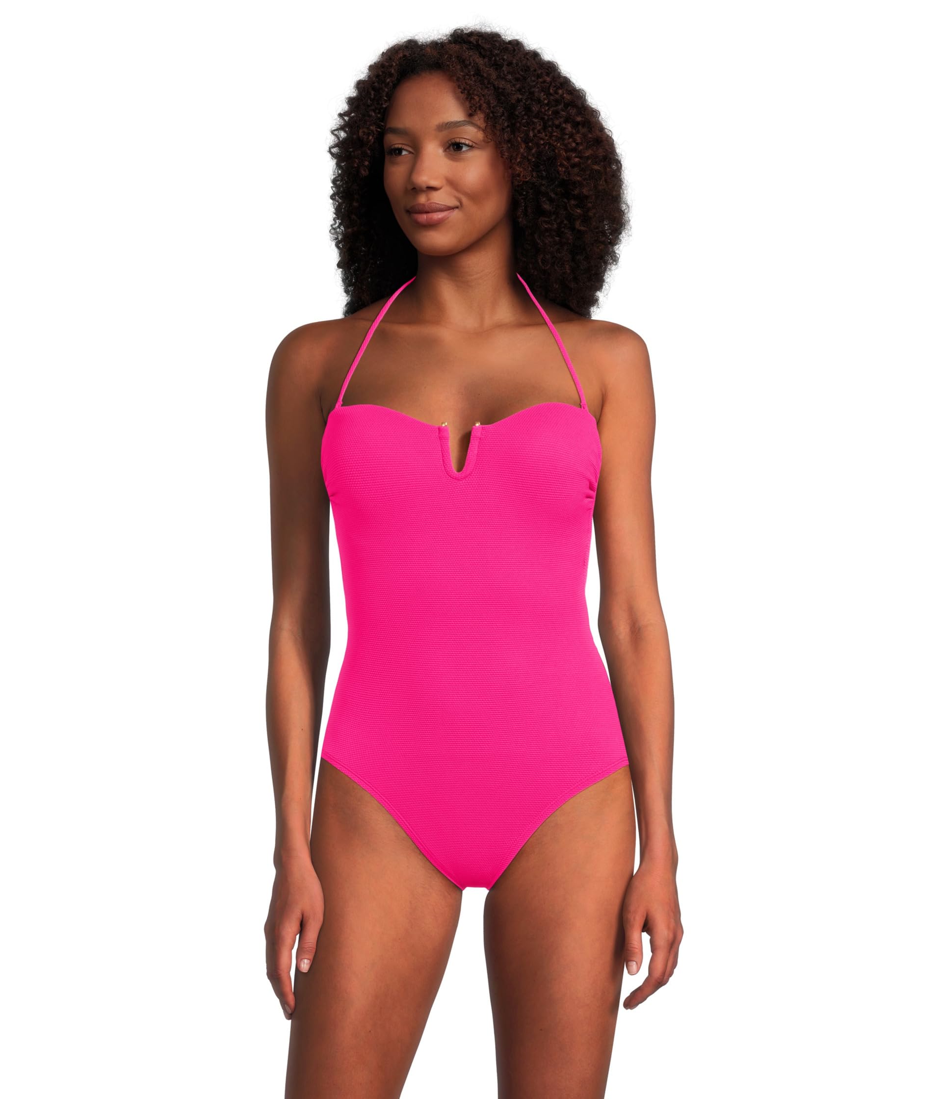 

Купальник Tommy Bahama Island Cays Vfront Bandeau One Piece, цвет Pink Maui