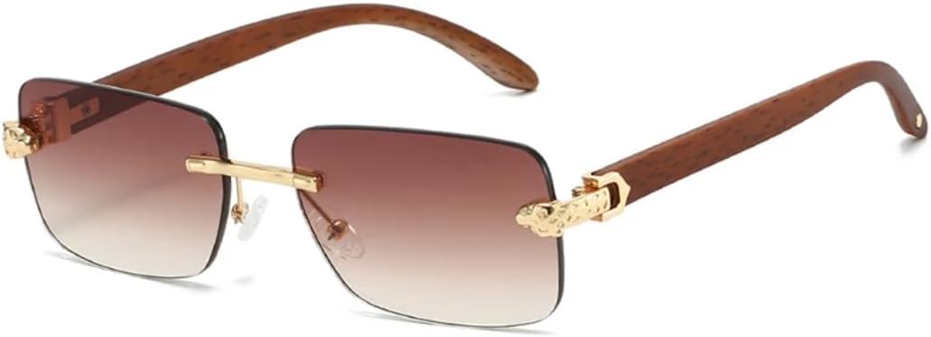 

Солнцезащитные очки для женщин и мужчин в стиле ретро, ​​без оправы, с прозрачными линзами с градиентом цвета «океан», модные, с защитой от УФ-излучения UV400 TVTBBVV, Tea Gradient