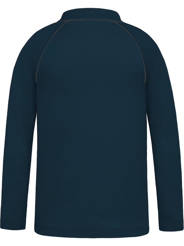 Normani Outdoor Sports Детская футболка с длинным рукавом из мериносовой шерсти с молнией на четверть длины, модель Nyapari, темно-синего цвета — фото 2