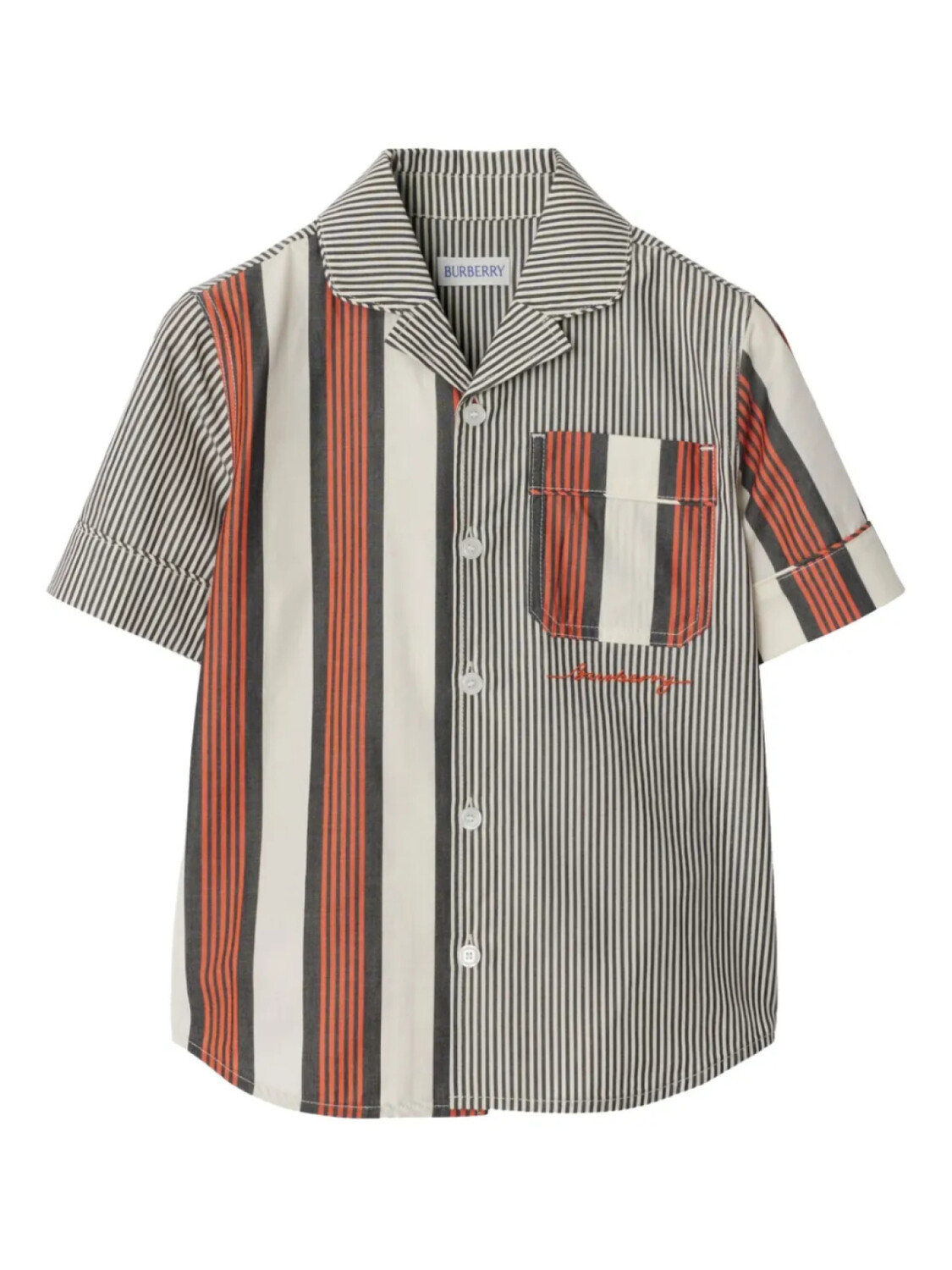 

Двухцветная полосатая рубашка Burberry Kids, серый