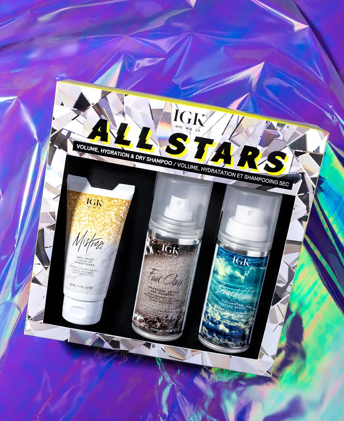 Набор для укладки и придания блеска волосам IGK ALL STARS Smooth Shine & Style Extend Kit, 150 мл. — фото 2