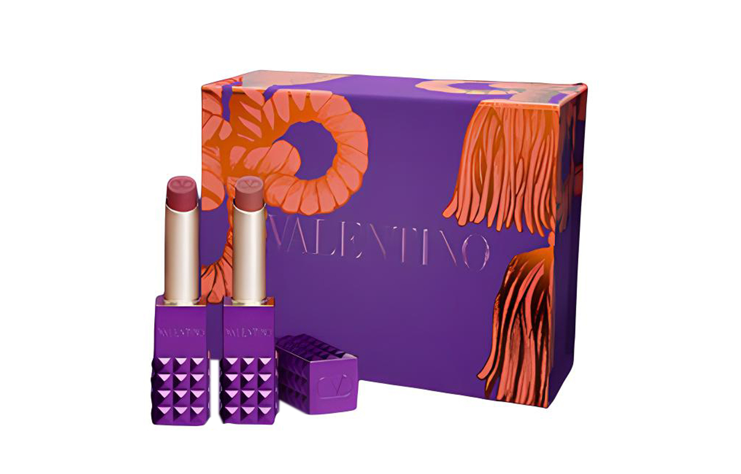 Valentino Пара помад Wilderness Purple Stud в подарочной коробке, матовая, натуральный оттенок, 2.3г+2.3г — фото 2