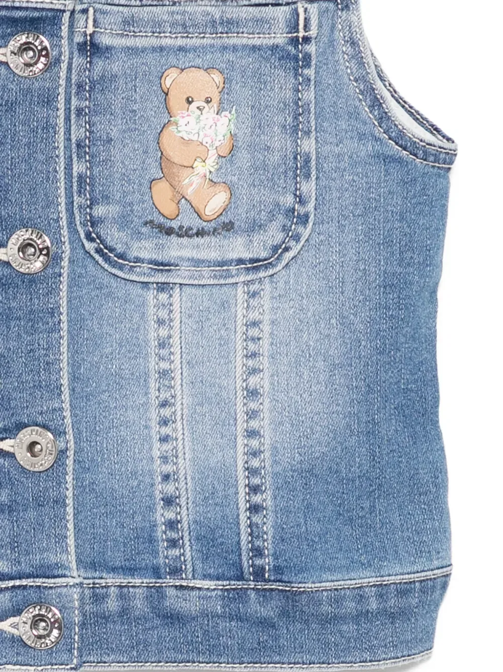 Джинсовый жилет Moschino Kids, синий — фото 3