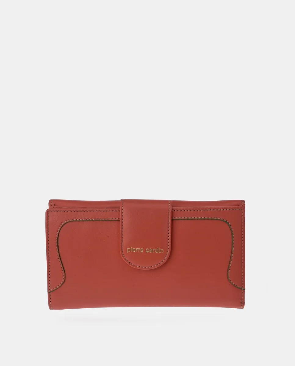 

Большой кожаный женский кошелек Pierre Cardin, коралловый