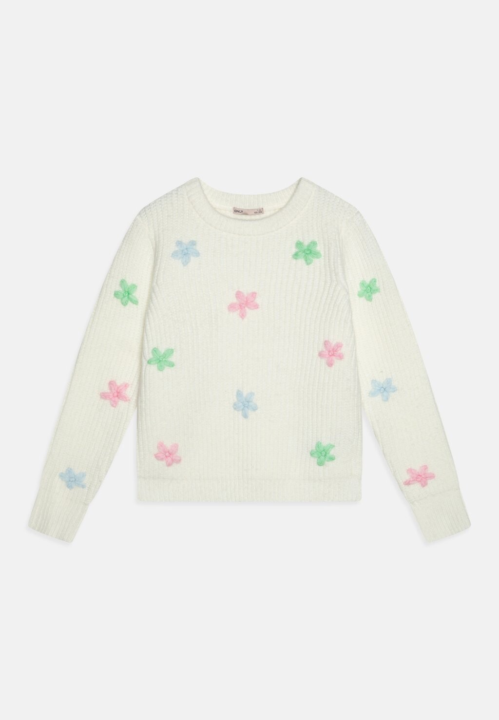 

Вязаный свитер KOGVIRA LIFE FLOWER O-NECK Kids ONLY, цвет cloud dancer/begonia pink/clear sky/spring bouquet
