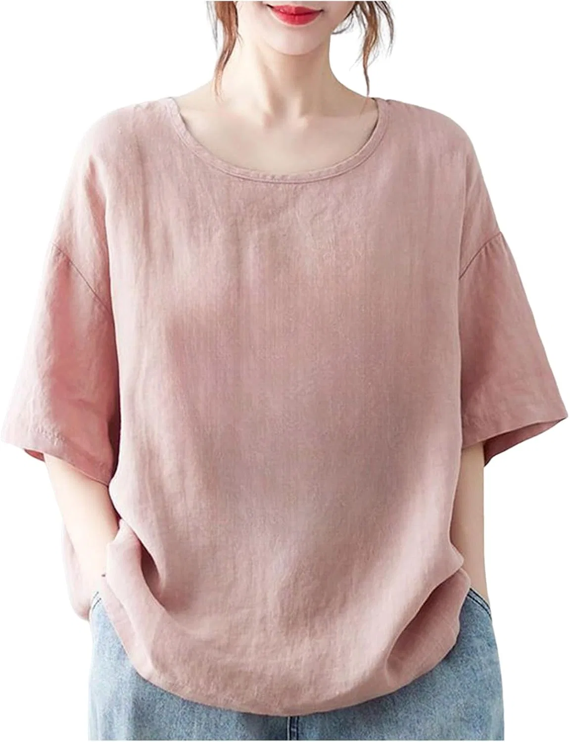 Футболка с вышивкой, ретро, T-Shirts, розовый