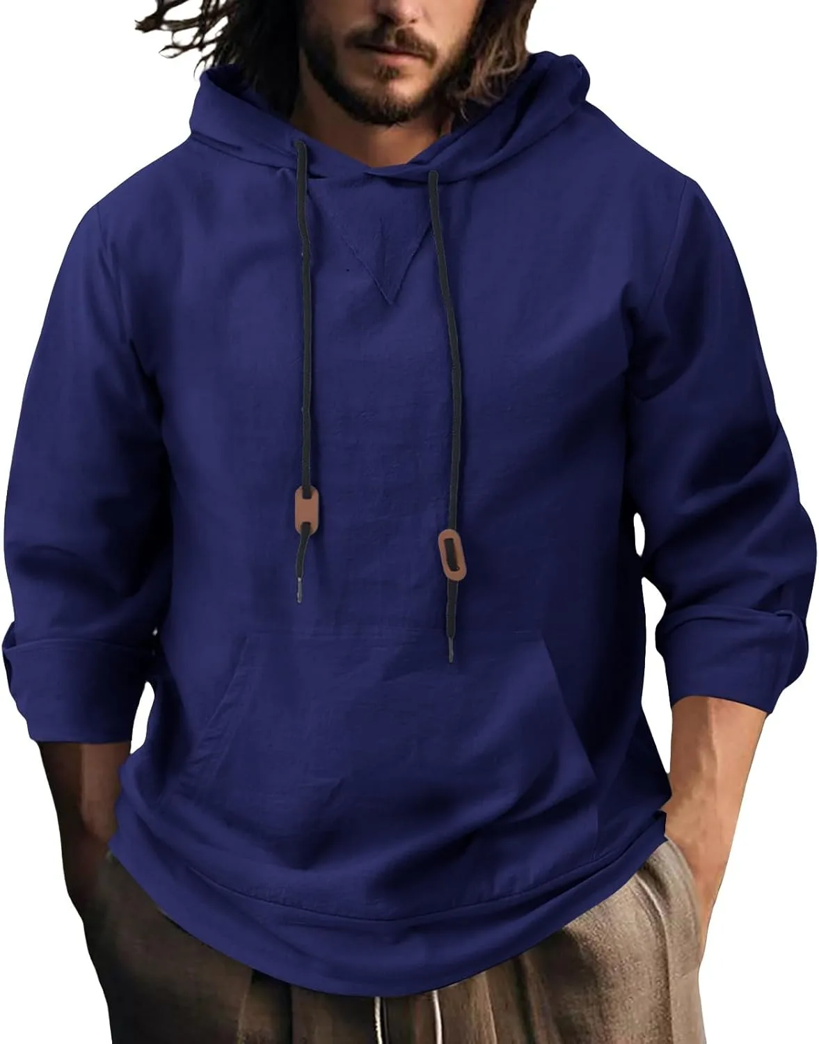 

Мужской оверсайз легкий худи на флисе — спортивная толстовка с кенгуру