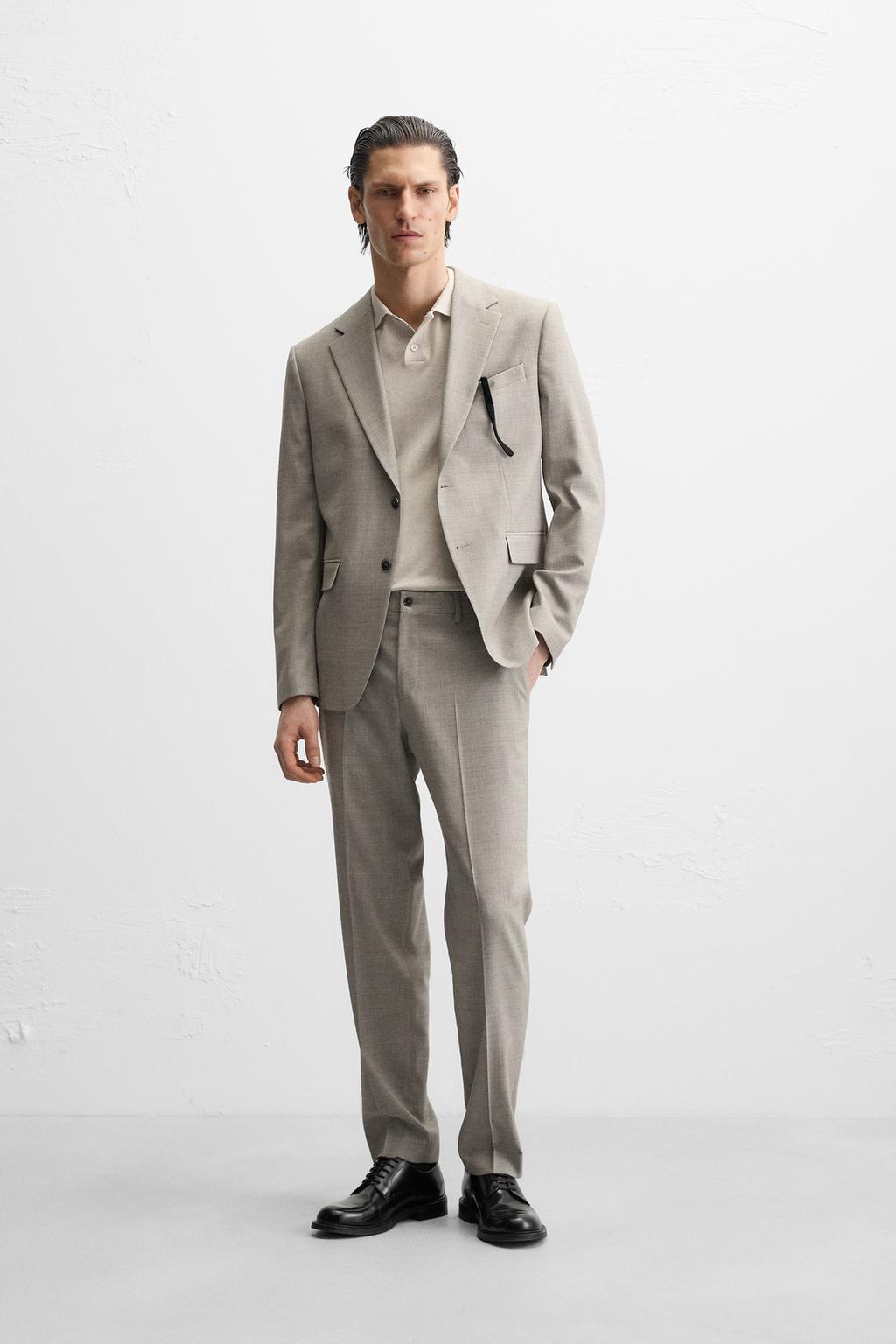 

Блейзер для комфортного костюма ZARA, песочный