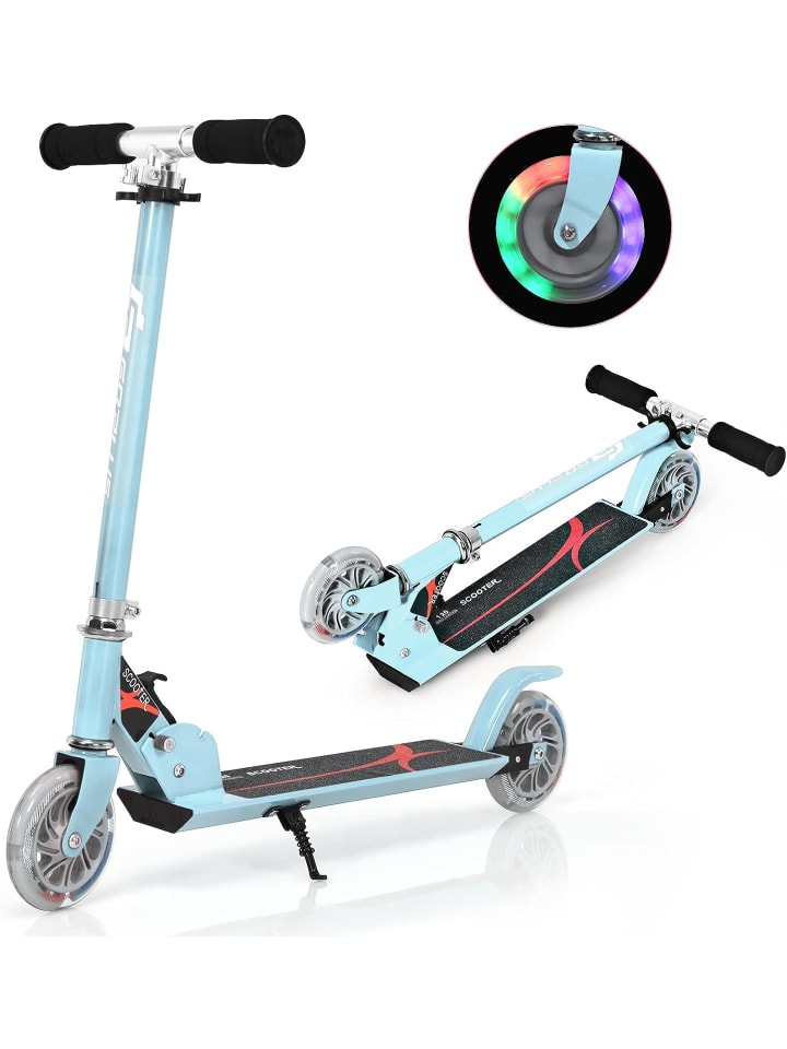 

COSTWAY Детский самокат для детей от 4 лет и старше, светло-голубого цвета