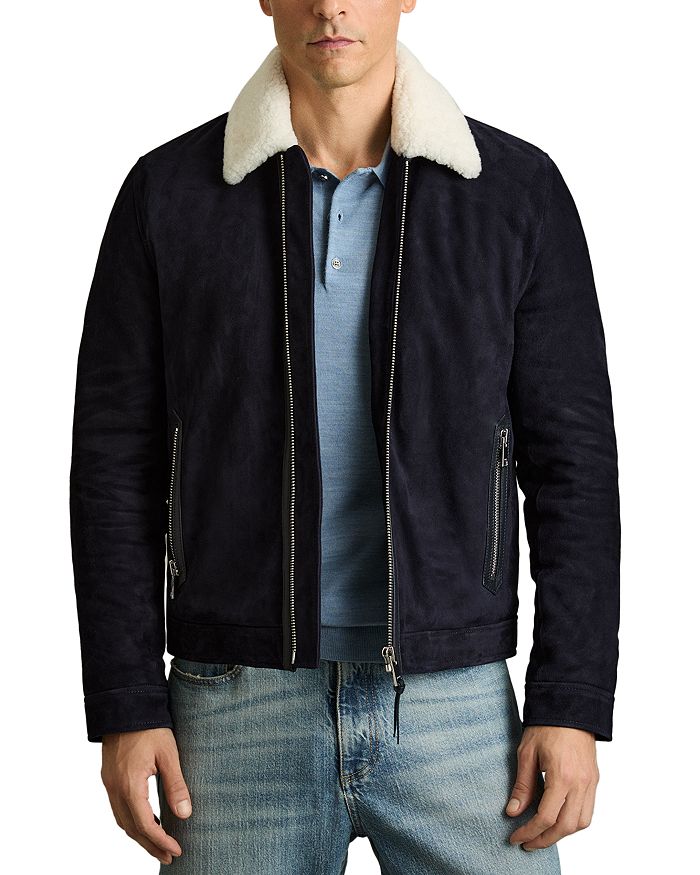 

Куртка Sandon Suede с меховым воротником REISS, синий
