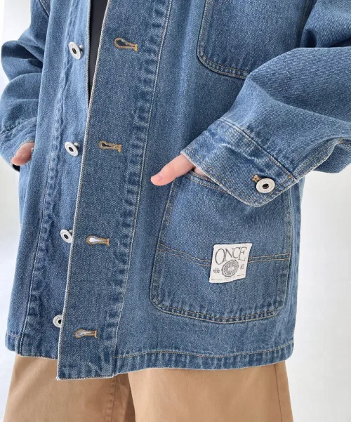 Джинсовая куртка с гитарным узором Berrycloset для мальчиков, чёрная — фото 2