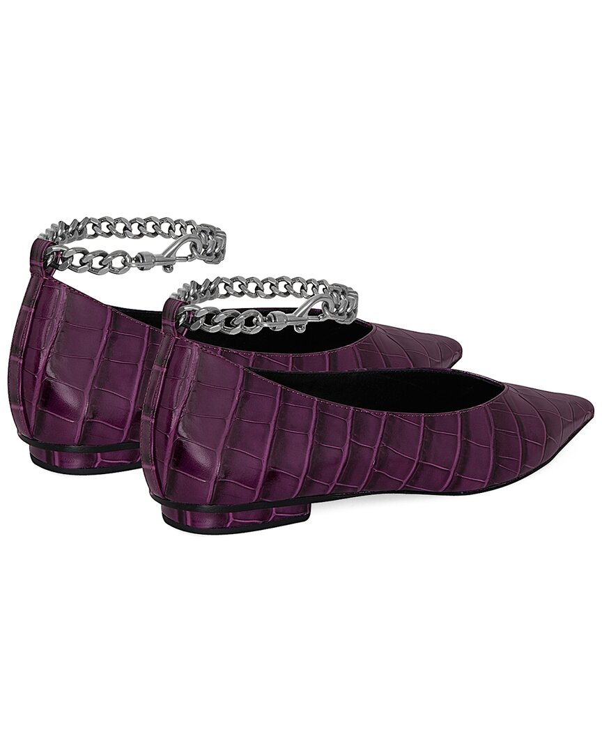 Ребекка Минкофф Чейн Энкл Кожаные Балетки Rebecca Minkoff, фиолетовый — фото 2