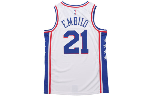 Футболка джерси баскетбольная sw fan edition филадельфия 76ers 21 домашняя белая Nike, белый — фото 2