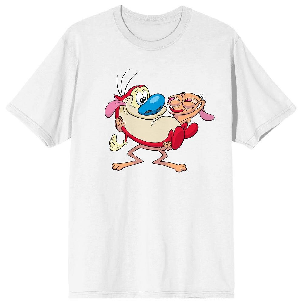 

Мужская футболка с рисунком Ren & Stimpy Holding Friends Licensed Character, белый