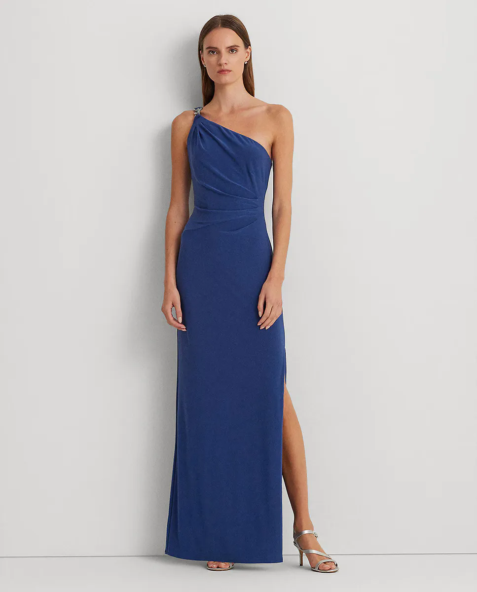 

Длинное платье на одной бретельке Lauren Ralph Lauren, синий