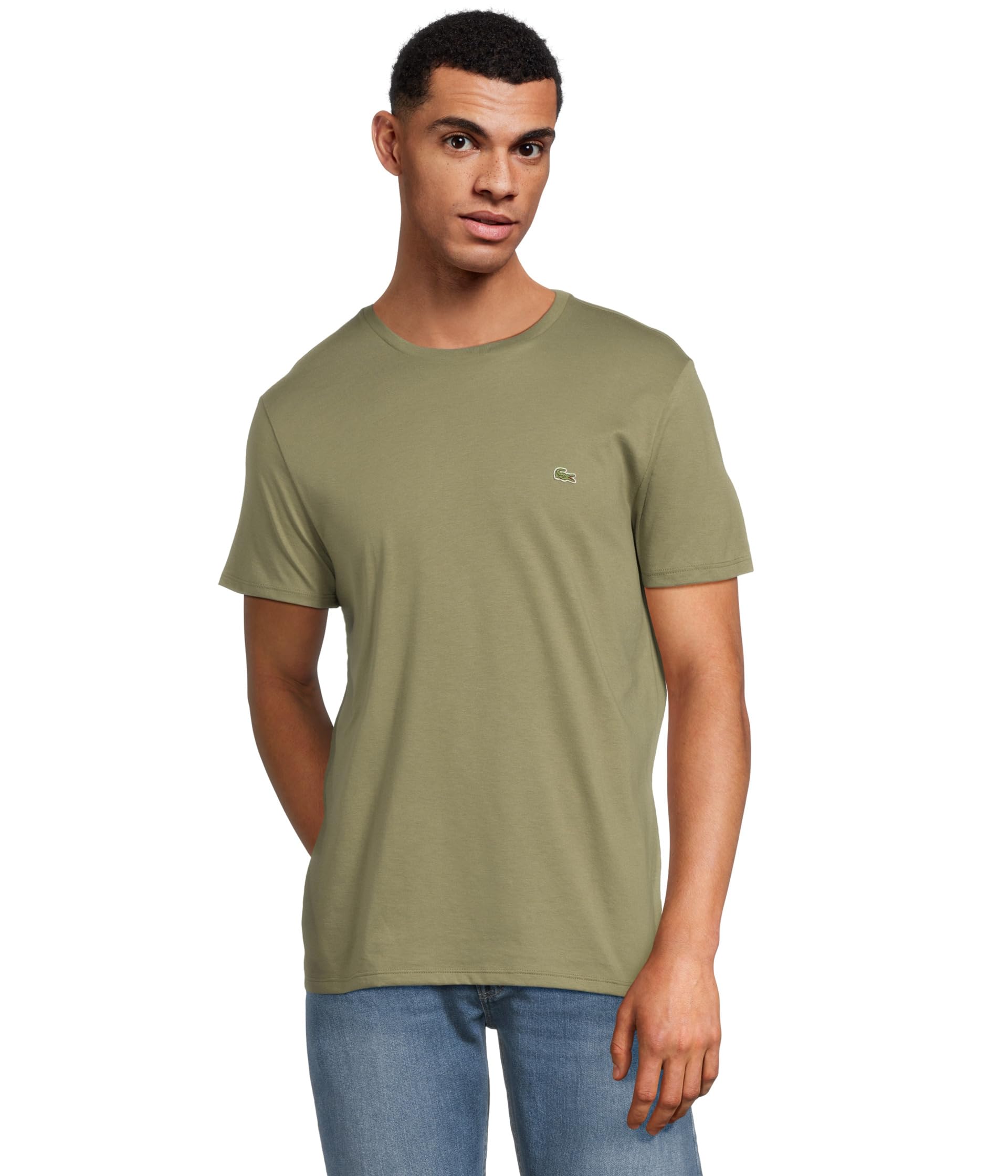 

Футболка Lacoste Monochrome Cotton Pima Jersey Crew Neck T-shirt, хаки