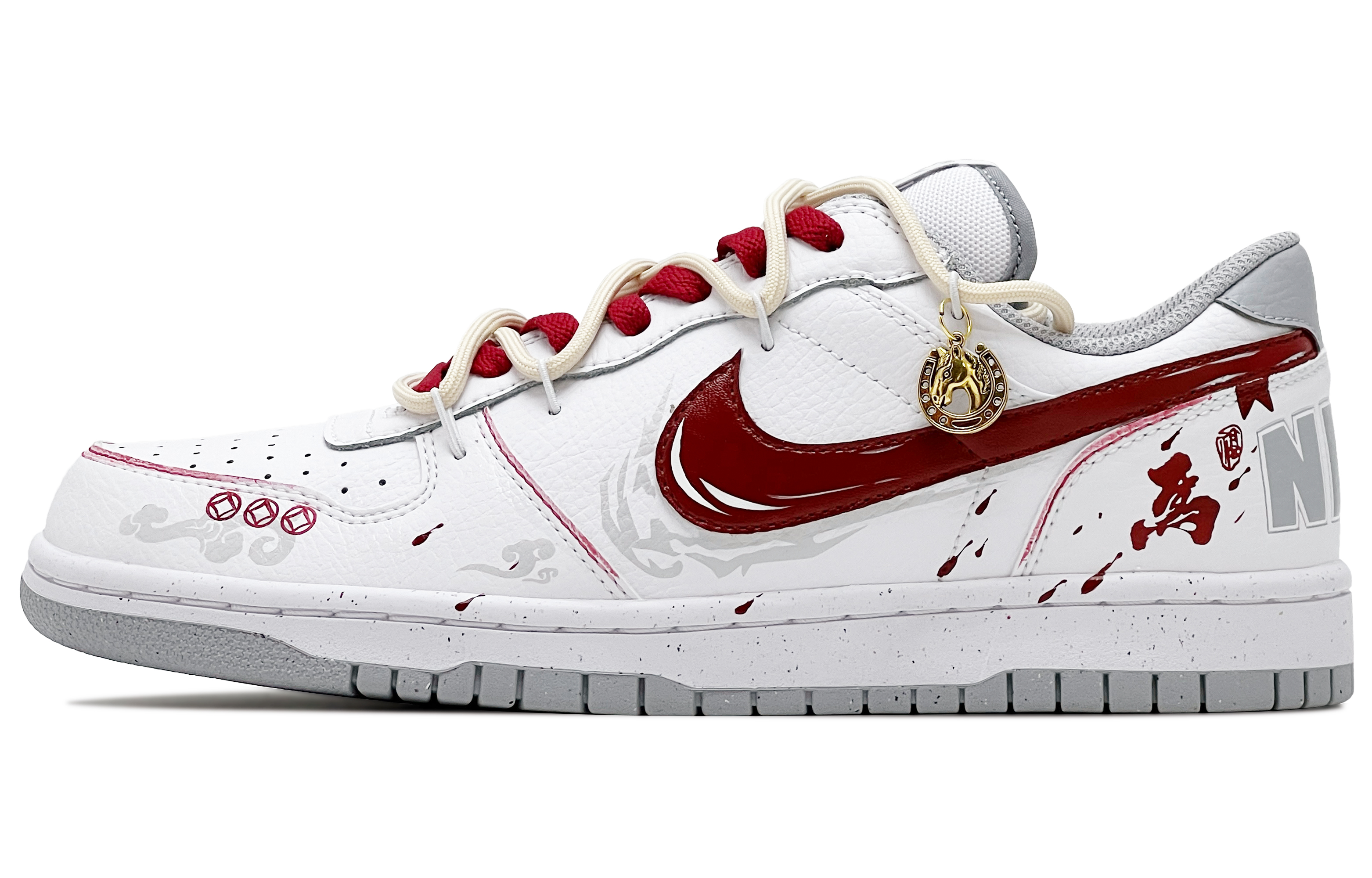 Nike Кроссовки для скейтбординга мужские Big Leather, устойчивые к истиранию, дышащие, низкие, бело-красные — фото 3