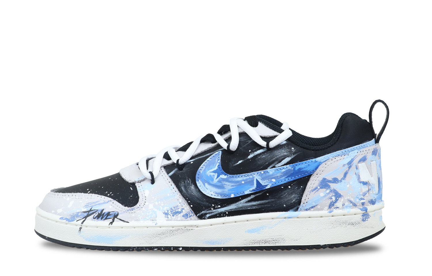 Nike Кроссовки для скейтбординга мужские Court Borough с полным покрытием, легкие, с поддержкой, низкие, цвет Black White Blue — фото 4