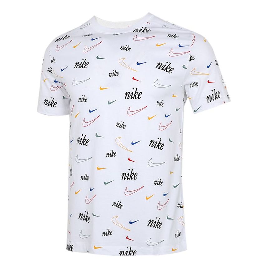 

Футболка Men's Nike Full Print Logo Breathable Casual Round Neck Short Sleeve White T-Shirt DJ1392-100