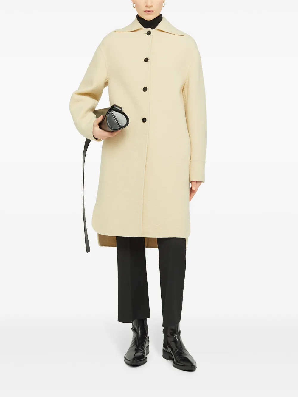 Однобортное пальто из необработанной шерсти JIL SANDER, нейтральный — фото 2