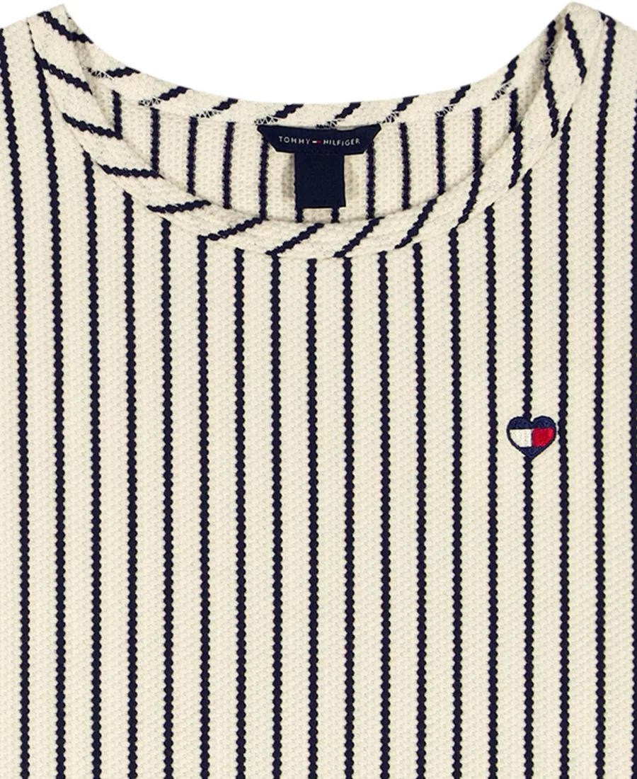 Вязаный топ "Попкорн" для девочек 7-16 лет Tommy Hilfiger, кремовый/темно-синий — фото 4