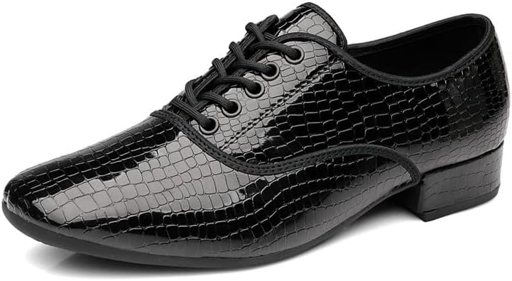 

Мужские латинские танцевальные туфли AOQUNFS с черной кожаной подошвой, каблук 3 см, для бальных танцев, сальсы, танго, вальса, модель X301