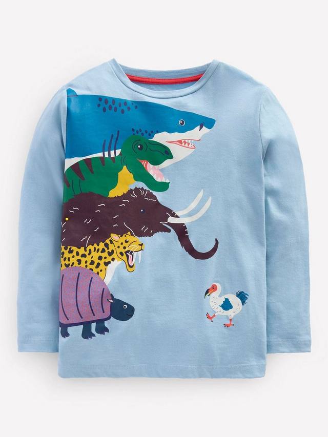 

Детская хлопковая футболка с длинными рукавами Mini Boden, Glacier Blue