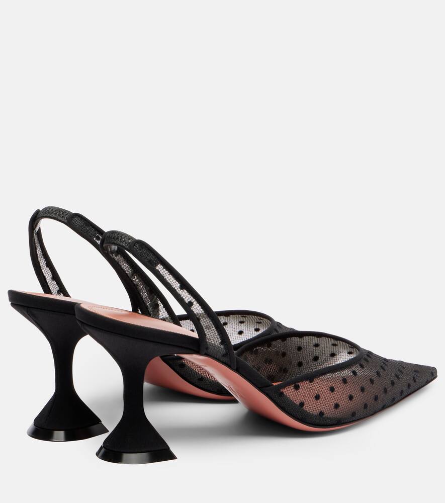 Туфли-лодочки Holli 70 point d'esprit на шлейках Amina Muaddi, Black Polka-Dot — фото 2