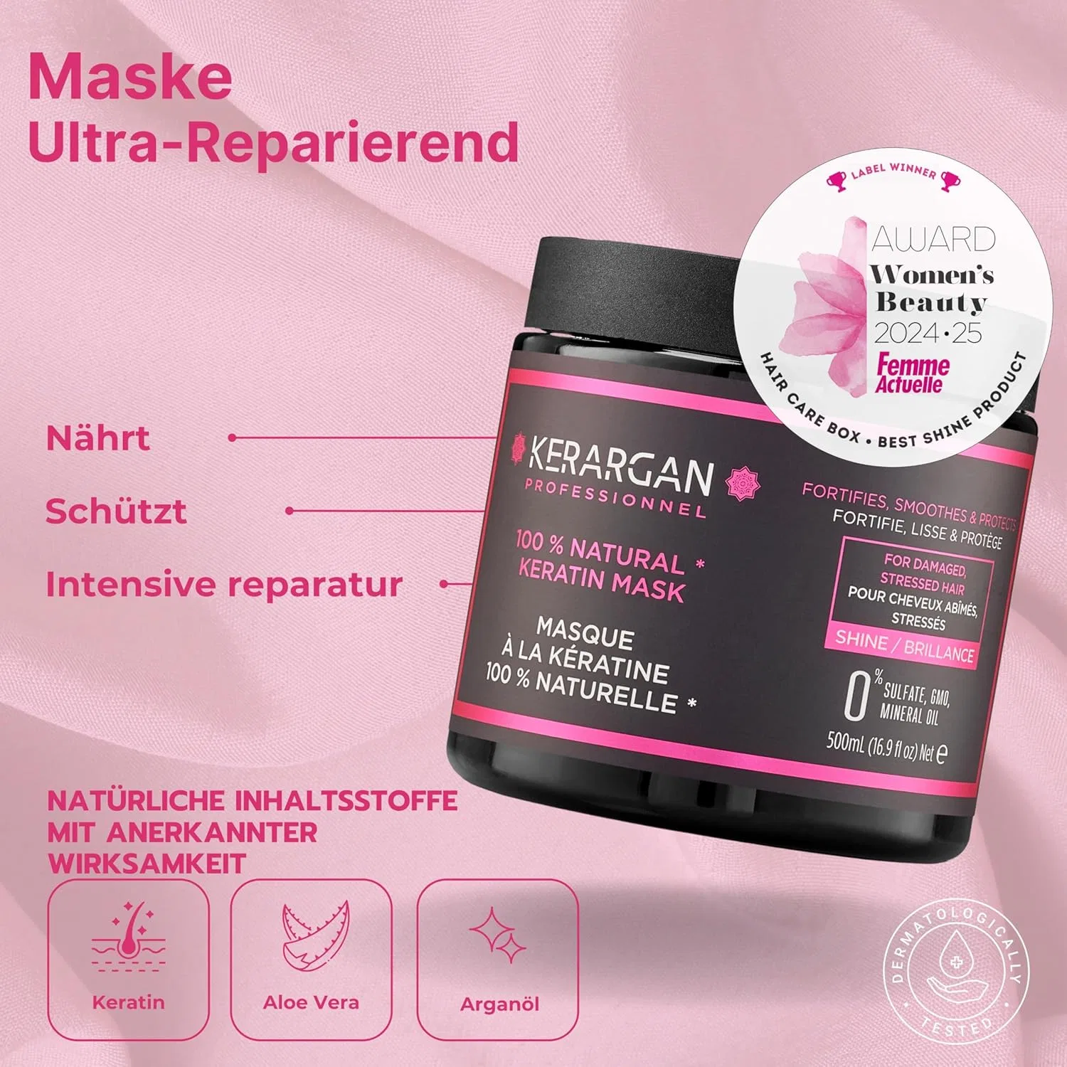 Набор Kerargan Duo Ultra Reparatur: шампунь и маска с кератином для поврежденных волос (2x500 мл) Kerargan — фото 4