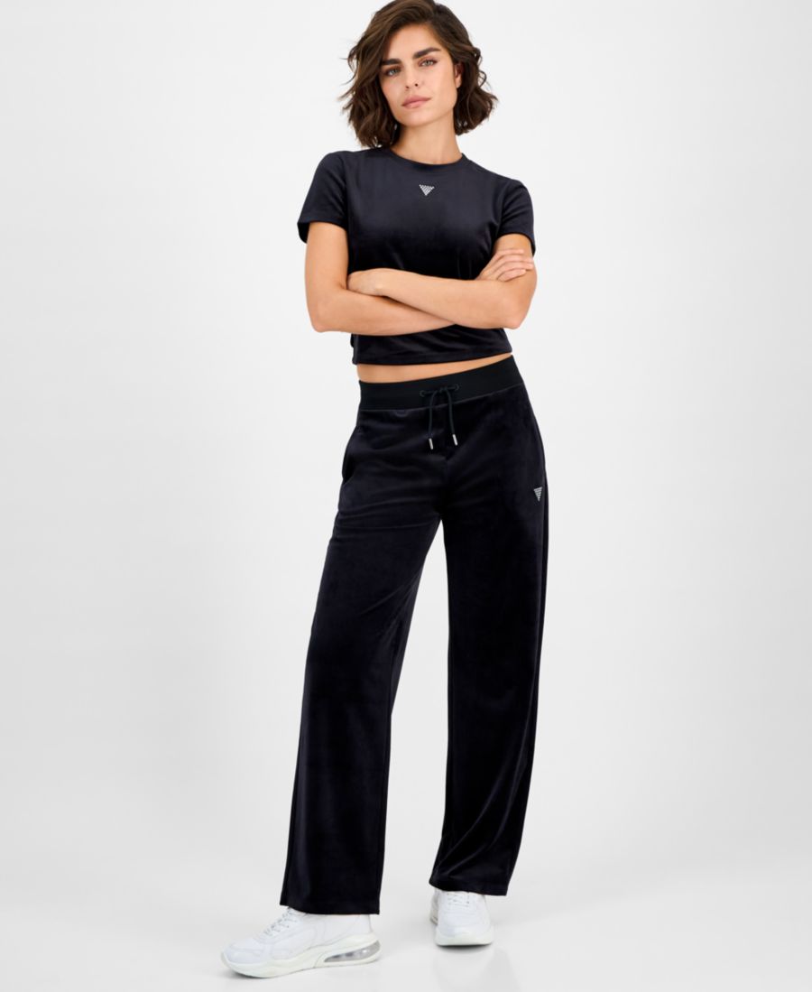 

Женские велюровые брюки прямого кроя от кутюр GUESS, Jet Black A996