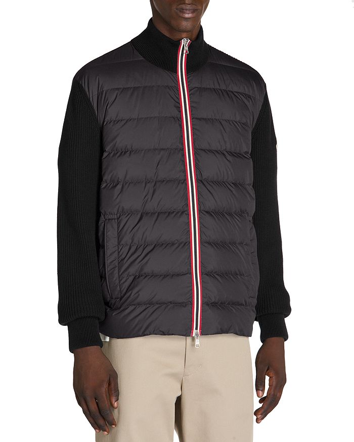 

Шерстяной вязаный стёганый кардиган с пуховым утеплителем Moncler, черный