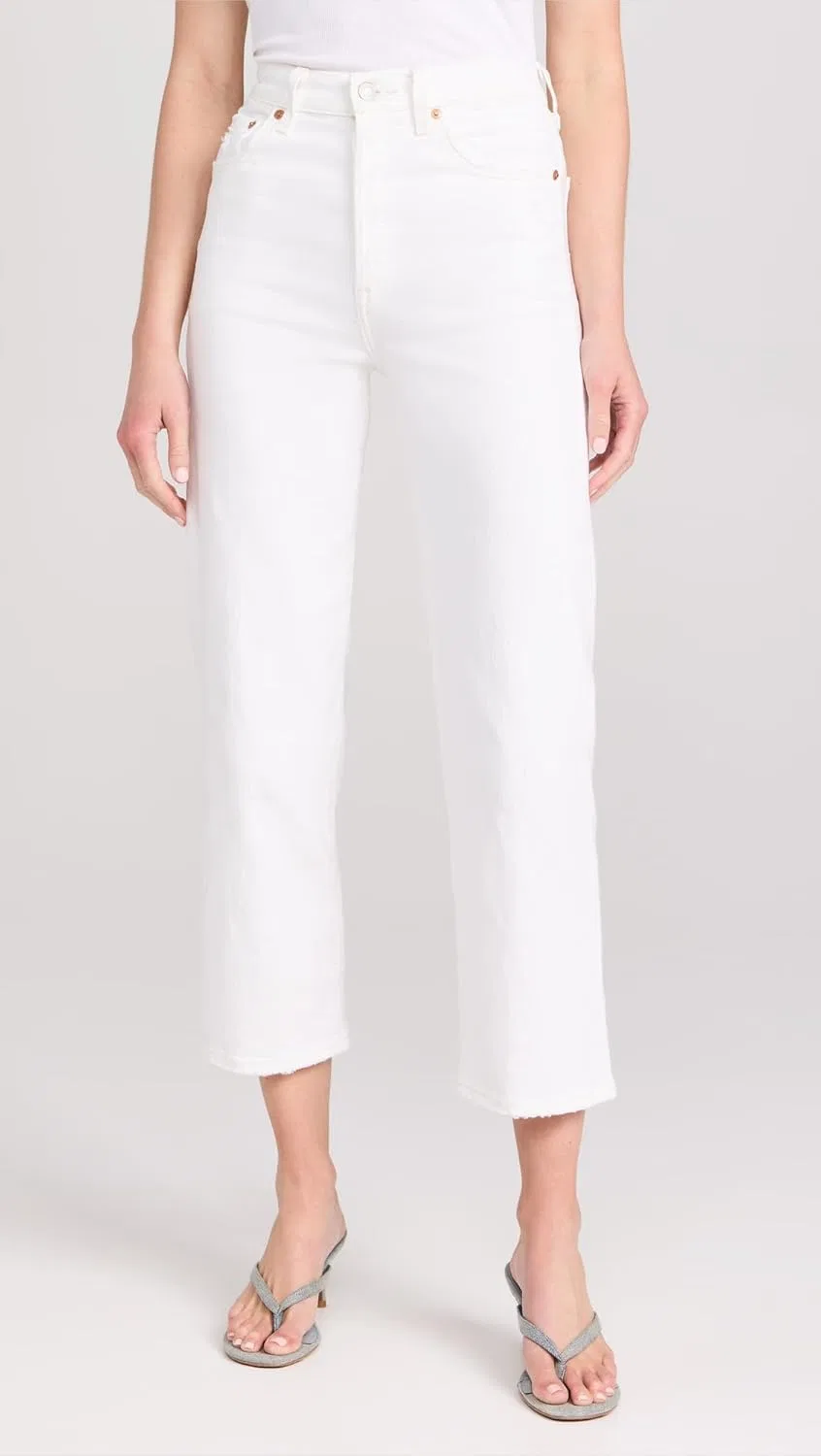 Женские джинсы Levi's Ribcage Straight Ankle, белый — фото 2