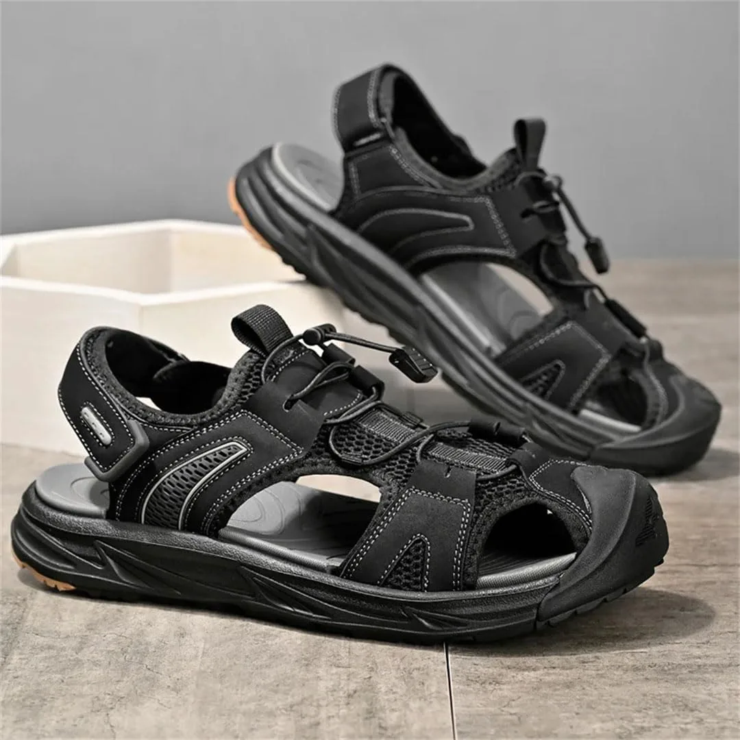 Men’S Fashion Outdoor Casual Sneakers Lightweight Beach Сандалии Classic Ankle-Wrap Style With Hook And Loop Closure Generic, черный — фото 3