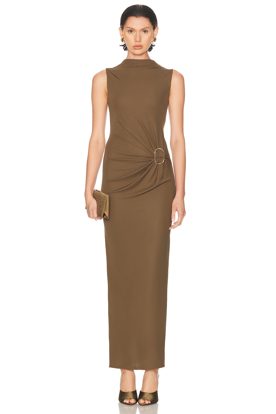 

Безрукавное макси-платье с застежкой Roland Mouret, Khaki