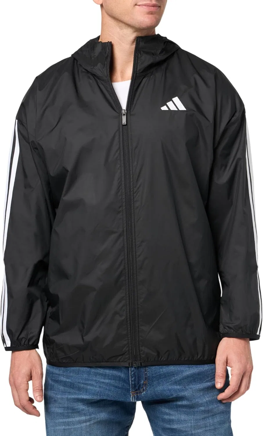 Ветровка Adidas Essentials 3-Stripes, черно-белый — фото 3