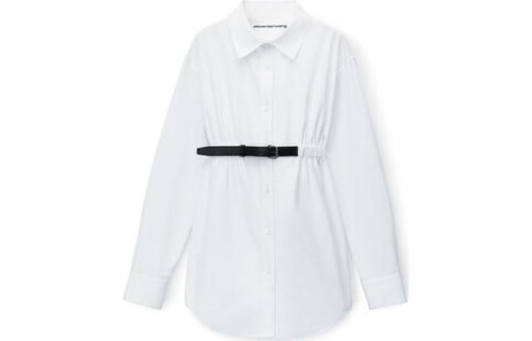 

Alexander Wang Женская белая рубашка с декором на поясе и хлопковой пряжкой