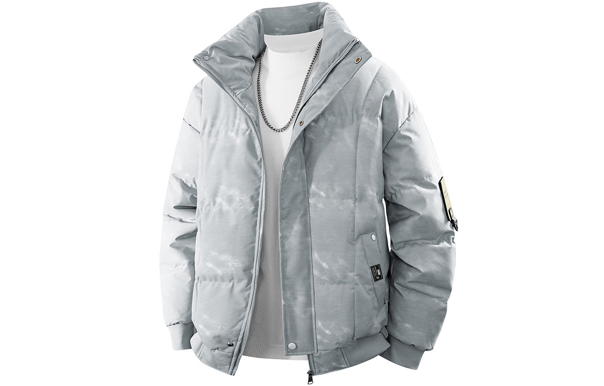 

Пуховик Unisex Stand Collar Thickened ZIAREL, светло-серый[removable logo]