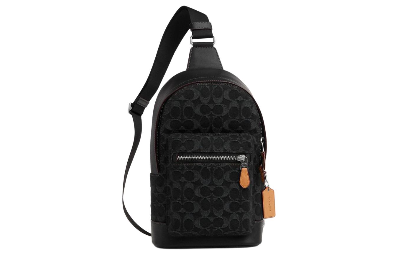 

COACH Сумка через плечо West Fabric с коровьей кожей, мужская, среднего размера, черная