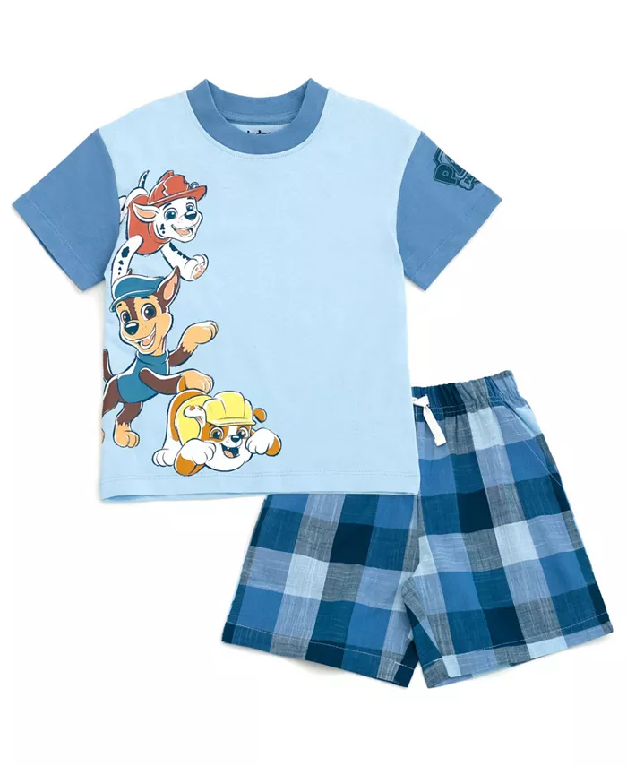 

Комплект одежды для мальчиков: футболка и шорты в клетку Toddler Boys Paw Patrol, синий