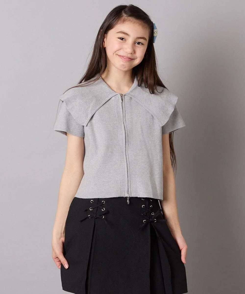 [130-160]Вязаный свитер с большим воротником на молнии A.V.V, Light gray