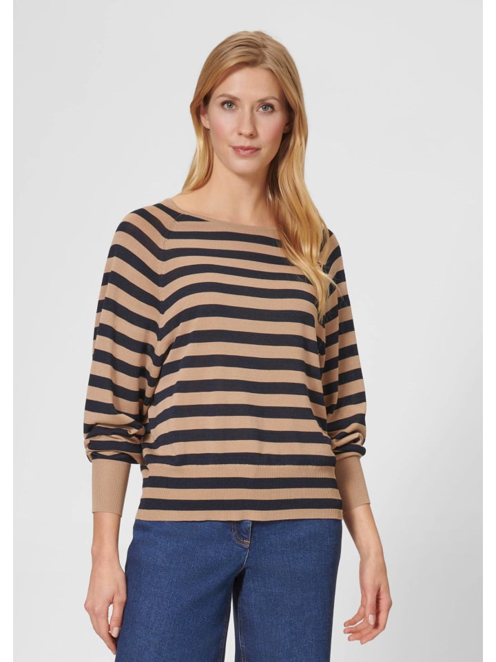 

MADELEINE Свитер с рукавами «летучая мышь» темно-синего/карамельного цвета