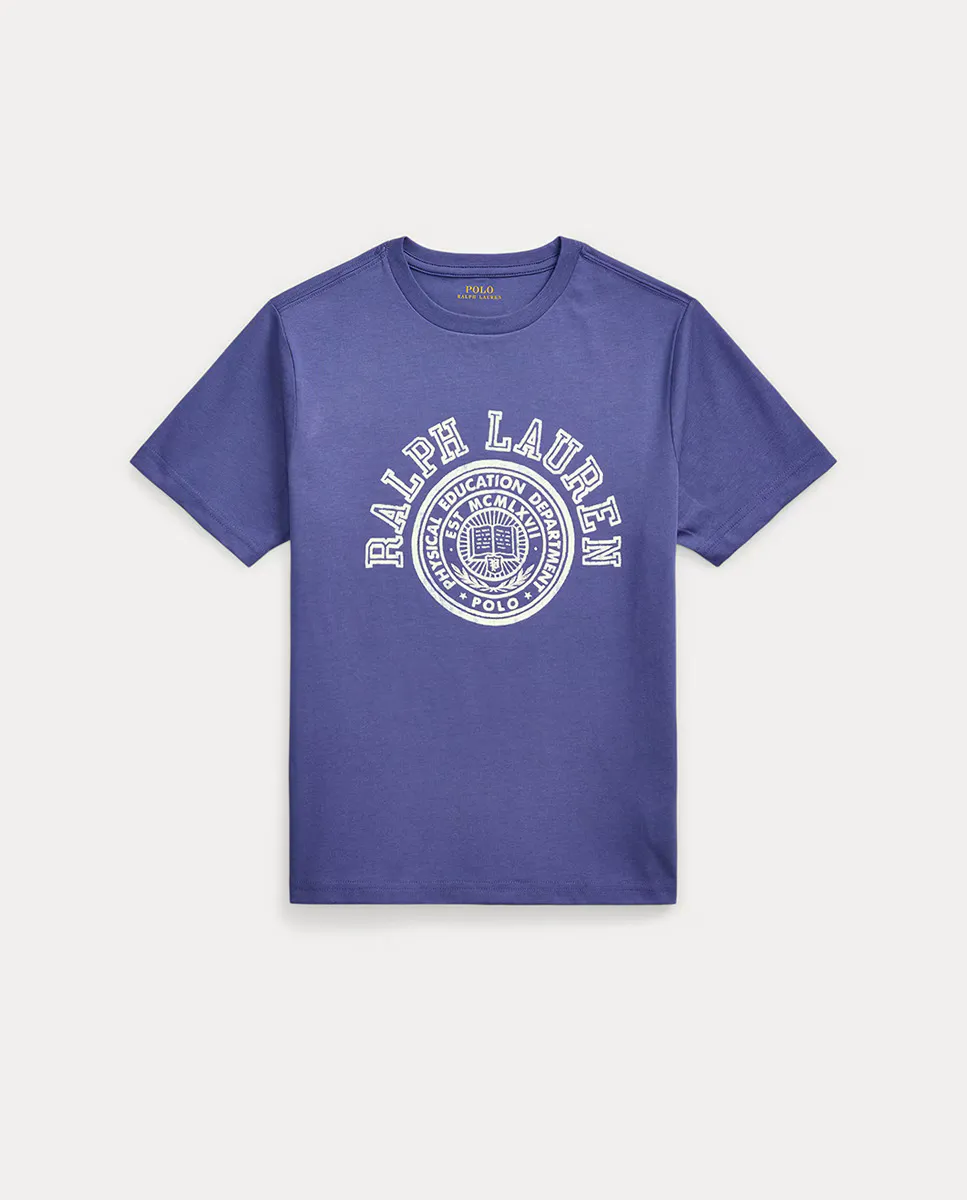 

Детская хлопковая футболка с логотипом Polo Ralph Lauren, индиго/синий